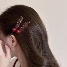 Load image into Gallery viewer, Retro Red Polka Hair Clips Dot Bangs Clips Minimalist Broken Hair Duckbill Clips Temperament Hair Ornaments