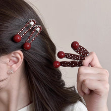 Load image into Gallery viewer, Retro Red Polka Hair Clips Dot Bangs Clips Minimalist Broken Hair Duckbill Clips Temperament Hair Ornaments
