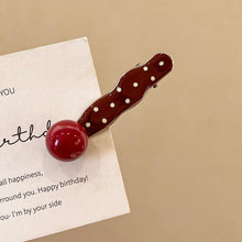 Load image into Gallery viewer, Retro Red Polka Hair Clips Dot Bangs Clips Minimalist Broken Hair Duckbill Clips Temperament Hair Ornaments