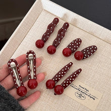 Load image into Gallery viewer, Retro Red Polka Hair Clips Dot Bangs Clips Minimalist Broken Hair Duckbill Clips Temperament Hair Ornaments