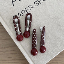 Load image into Gallery viewer, Retro Red Polka Hair Clips Dot Bangs Clips Minimalist Broken Hair Duckbill Clips Temperament Hair Ornaments