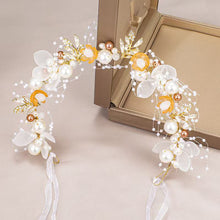 Load image into Gallery viewer, Kids Princess Headband Imitation Pearl Flower Wreath Headband Sweet Floral Bracelet Party Decor Accessory