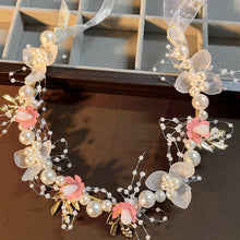 Load image into Gallery viewer, Kids Princess Headband Imitation Pearl Flower Wreath Headband Sweet Floral Bracelet Party Decor Accessory