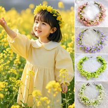 Load image into Gallery viewer, Pastoral style Rapeseed Flower Wreath Headband Beautiful Floral Kids Sweet Resin Flower Hair Accessories