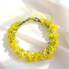Load image into Gallery viewer, Pastoral style Rapeseed Flower Wreath Headband Beautiful Floral Kids Sweet Resin Flower Hair Accessories