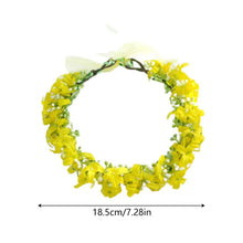 Load image into Gallery viewer, Pastoral style Rapeseed Flower Wreath Headband Beautiful Floral Kids Sweet Resin Flower Hair Accessories