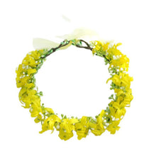 Load image into Gallery viewer, Pastoral style Rapeseed Flower Wreath Headband Beautiful Floral Kids Sweet Resin Flower Hair Accessories