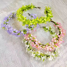 Load image into Gallery viewer, Pastoral style Rapeseed Flower Wreath Headband Beautiful Floral Kids Sweet Resin Flower Hair Accessories