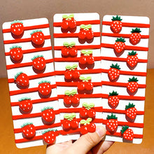 Load image into Gallery viewer, 10Pcs Red Strawberry Elastic Hair Band Lovely Kids Styling Hair Accessories Cherry Heart Star Daily Headwear