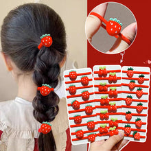 Load image into Gallery viewer, 10Pcs Red Strawberry Elastic Hair Band Lovely Kids Styling Hair Accessories Cherry Heart Star Daily Headwear