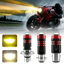 Load image into Gallery viewer, BA20D H4 P15D Motorcycle LED Driving Light High Power Scooter Spot Light with Yellow/White Lens Waterproof Fog Lamp