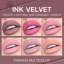 Load image into Gallery viewer, 6 Colors of Long-Lasting Velvet Liquid Lipstick with Matte Texture Waterproof Non-Stick Cup Professional Lip Makeup Products