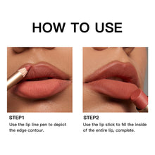 Load image into Gallery viewer, 2Pcs Lip Liner & Matte Lipstick Set Long Lasting Waterproof Non-Stick Cup Makeup Kit