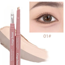 Load image into Gallery viewer, 2 in1 Double Ended Lying Silkworm Pencil Highlighter Nude Lower Eyelid Contour Aegyo-sal Eyeliner Makeup Stick with Detail Brush