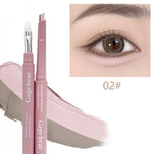 Load image into Gallery viewer, 2 in1 Double Ended Lying Silkworm Pencil Highlighter Nude Lower Eyelid Contour Aegyo-sal Eyeliner Makeup Stick with Detail Brush