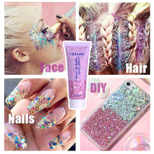 Load image into Gallery viewer, 20 Colors Multifunctional High Shine Body Face Glitter Gel Waterproof For Party Nail Hair Art Sparkling Sequins Festival Makeup