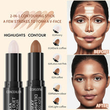 Load image into Gallery viewer, Double-Ended Highlight Shadow Cream Contour Stick Waterproof Full Coverage Concealer Natural Contour Cream Makeup Cosmetic