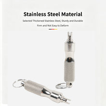 Load image into Gallery viewer, Stainless Steel Tire Valve Core Removal Tool with Keychain Valve Wrench for Motorcycle Bicycle Repair Accessory