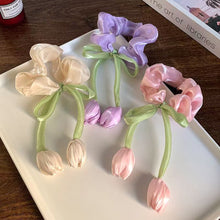 Load image into Gallery viewer, Japanese Korean Style Sweet Versatile Tulip Scrunchies Handmade High Grade Hair Ties Ponytail Hair Accessories