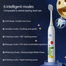 Load image into Gallery viewer, Soft-bristle Brush Clean Sonic Electric Toothbrush Cartoon Pattern for Kids with Replacement Tooth Brush Head Toothbrush