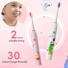 Load image into Gallery viewer, Soft-bristle Brush Clean Sonic Electric Toothbrush Cartoon Pattern for Kids with Replacement Tooth Brush Head Toothbrush