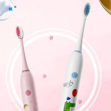 Load image into Gallery viewer, Soft-bristle Brush Clean Sonic Electric Toothbrush Cartoon Pattern for Kids with Replacement Tooth Brush Head Toothbrush