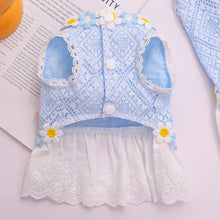 Load image into Gallery viewer, Summer Floral Printed Mesh Lace Pet Dress With Bow Cute Flower Puppy Kitty Costume Clothes For Small Dogs Cats
