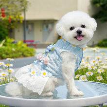 Load image into Gallery viewer, Summer Floral Printed Mesh Lace Pet Dress With Bow Cute Flower Puppy Kitty Costume Clothes For Small Dogs Cats