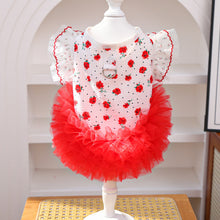 Load image into Gallery viewer, Rose Floral Lace Pet Princess Dress Thin Breathable Flutter Sleeves Tutu Skirt With Bowknot Leash Clothes for Small Dogs Cats