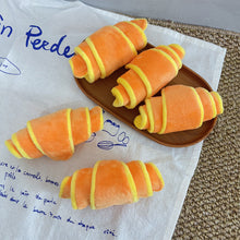 Load image into Gallery viewer, Croissant Shaped Squeaky Plush Dog Toy Hidden Food Sniffing Treat Dispensing Molar Toy For Small Medium Dogs