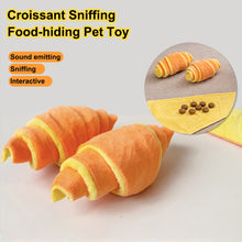 Load image into Gallery viewer, Croissant Shaped Squeaky Plush Dog Toy Hidden Food Sniffing Treat Dispensing Molar Toy For Small Medium Dogs