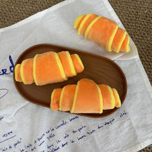 Load image into Gallery viewer, Croissant Shaped Squeaky Plush Dog Toy Hidden Food Sniffing Treat Dispensing Molar Toy For Small Medium Dogs