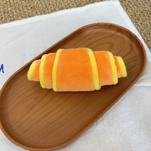Load image into Gallery viewer, Croissant Shaped Squeaky Plush Dog Toy Hidden Food Sniffing Treat Dispensing Molar Toy For Small Medium Dogs