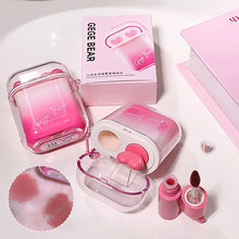 Load image into Gallery viewer, 2pcs/set Cute Water Gloss Velvet Matte Lip Glaze Waterproof Combination Mirror Matte Headphone Shaped Pendant Lipstick