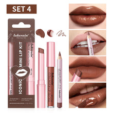 Load image into Gallery viewer, 3pcs/set Waterproof Long Lasting Matte Black Lipstick Set Velvet Liquid Lip Gloss Lip Liner Set Red Stain Makeup Cosmetic