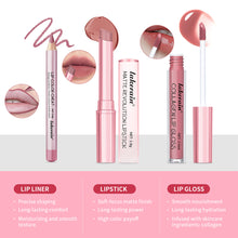 Load image into Gallery viewer, 3pcs/set Waterproof Long Lasting Matte Black Lipstick Set Velvet Liquid Lip Gloss Lip Liner Set Red Stain Makeup Cosmetic