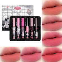 Load image into Gallery viewer, 6Pcs/set Cute Cat Mirror Water Lip Gloss Set Red Tint for Lips Makeup Long Lasting Glass Lip Glaze Waterproof Lipstick Kit