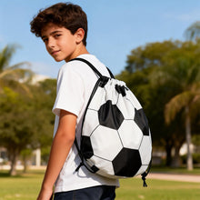 Load image into Gallery viewer, Football Pattern Drawstring Backpack Multifunctional 210D Polyester Storage Bag For Marathons And Outdoor Sports