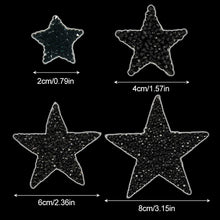 Load image into Gallery viewer, 4Pcs Glitter Rhinestone Star Iron On Patches Mixed Size Hotfix Appliques for Clothing Shoes DIY Decoration