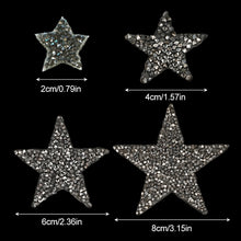Load image into Gallery viewer, 4Pcs Glitter Rhinestone Star Iron On Patches Mixed Size Hotfix Appliques for Clothing Shoes DIY Decoration