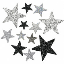 Load image into Gallery viewer, 4Pcs Glitter Rhinestone Star Iron On Patches Mixed Size Hotfix Appliques for Clothing Shoes DIY Decoration