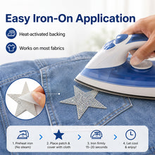 Load image into Gallery viewer, 4Pcs Glitter Rhinestone Star Iron On Patches Mixed Size Hotfix Appliques for Clothing Shoes DIY Decoration