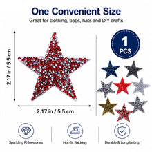 Load image into Gallery viewer, Pentagram Shaped Rhinestone Iron On Patches Clothing Appliques DIY Handmade Sewing Craft Accessories