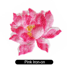 Load image into Gallery viewer, 1Pc Lotus Flower Patch Embroidery Patch On Applique for Clothes Cheongsam Wedding Dress Bag DIY Decor