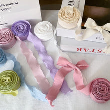 Load image into Gallery viewer, New 10 Yards 4cm Edge Fishtail Chiffon Ribbon for Gift Wrapping Bouquet Packaging & Daily DIY Decoration