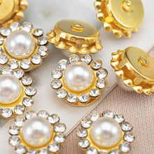 Load image into Gallery viewer, 50Pcs Gold & Silver Base Rhinestone Pearl Sewing Beads Sparkling DIY Jewelry Daliy Sewing Embellishments