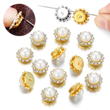 Load image into Gallery viewer, 50Pcs Gold & Silver Base Rhinestone Pearl Sewing Beads Sparkling DIY Jewelry Daliy Sewing Embellishments