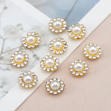 Load image into Gallery viewer, 50Pcs Gold & Silver Base Rhinestone Pearl Sewing Beads Sparkling DIY Jewelry Daliy Sewing Embellishments