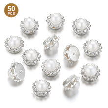 Load image into Gallery viewer, 50Pcs Gold & Silver Base Rhinestone Pearl Sewing Beads Sparkling DIY Jewelry Daliy Sewing Embellishments
