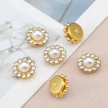 Load image into Gallery viewer, 50Pcs Gold & Silver Base Rhinestone Pearl Sewing Beads Sparkling DIY Jewelry Daliy Sewing Embellishments